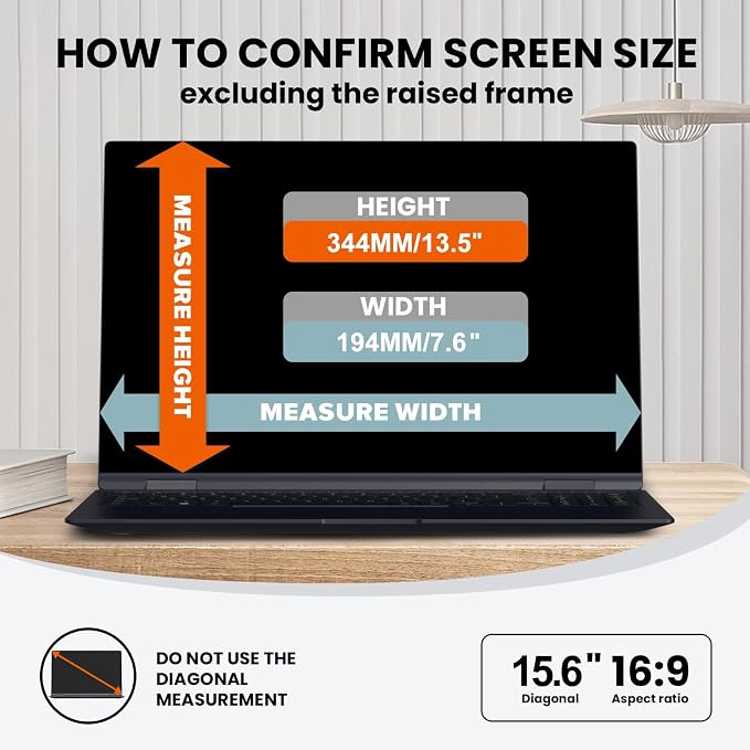 HD Laptop Privacy Screen 15.6 inch, Upgraded Laptop Privacy Screen