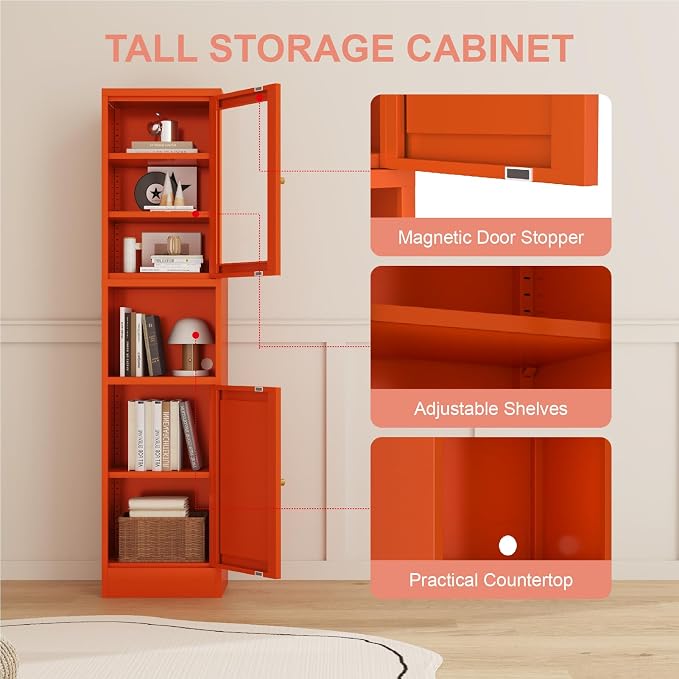 Metal Bathroom Storage Cabinet, Slim Metal Locker