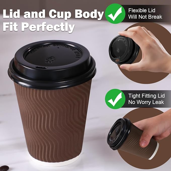 100Pack 8oz Disposable Coffee Cups