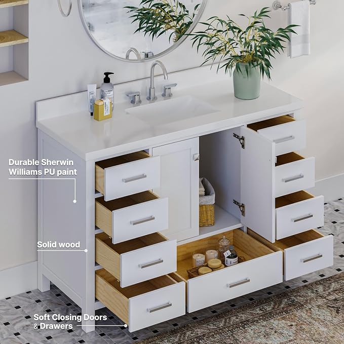 Cambridge 55" White Bathroom Vanity