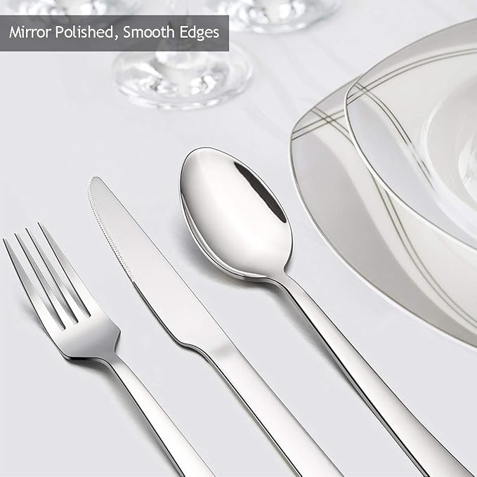40-Piece Silverware Set, E-far Stainless Steel Flatware Set Service
