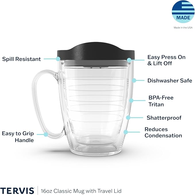 Tervis Clear & Colorful Lidded Made in USA Double Walled Insulated Tumbler