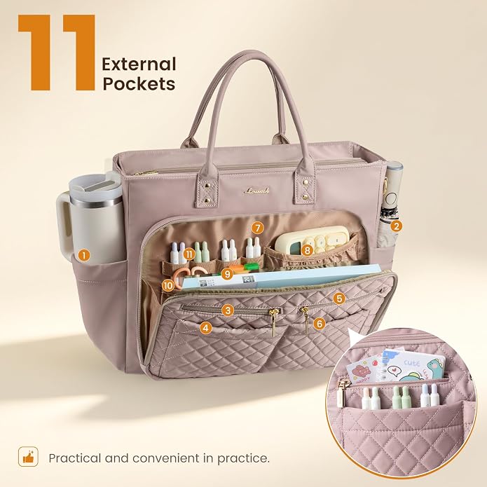 LOVEVOOK Tote Bag for Women, Teacher Nurse Work Laptop Bag, Quilted Bible