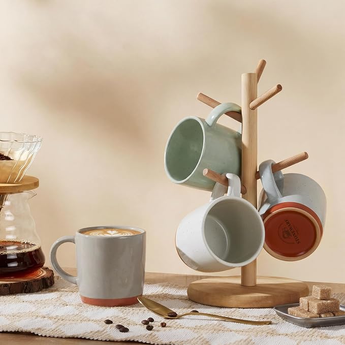 E-far Ceramic Coffee Mug Set of 4, 12oz Stoneware Coffee Cup