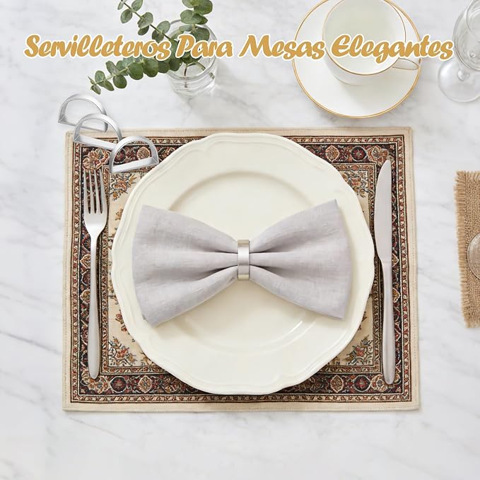 Napkin Rings Set of 6, Metallic Napkin Ring Holder Buckles | Napkin Ring Bulk