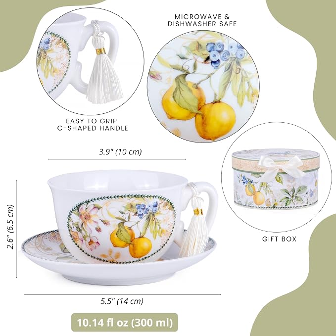 STP GOODS Bone China Tea/Coffee Cup and Saucer in Gift Box Fine Bone China