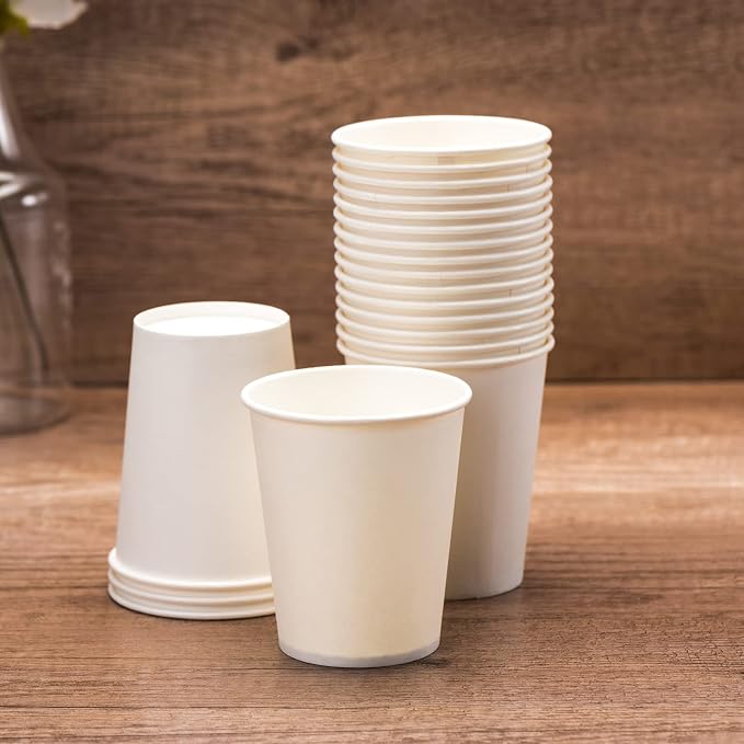 YEEHAW 8 oz 300 Pack White Disposable Paper Coffee Cups |
