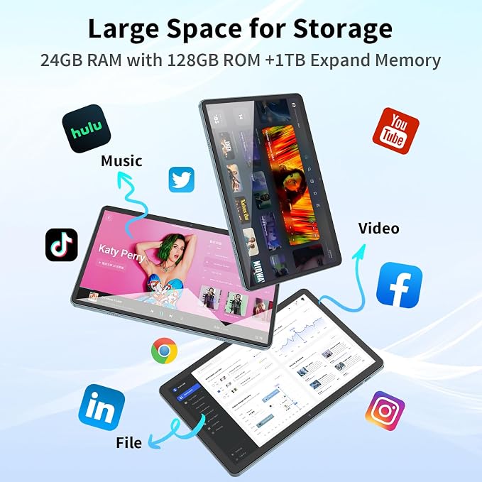 Android Tablet with Keyboard, 10 inch Android 15 tablet, 24GB RAM 128GB ROM