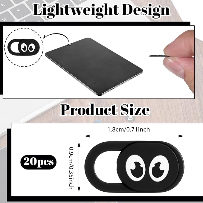 20 Pcs Webcam Cover Slide, 0.023 Inch Ultra Thin Universal Laptop Camera Cover