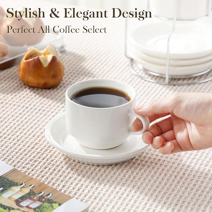 MALACASA 8 OZ Porcelain Espresso Cups