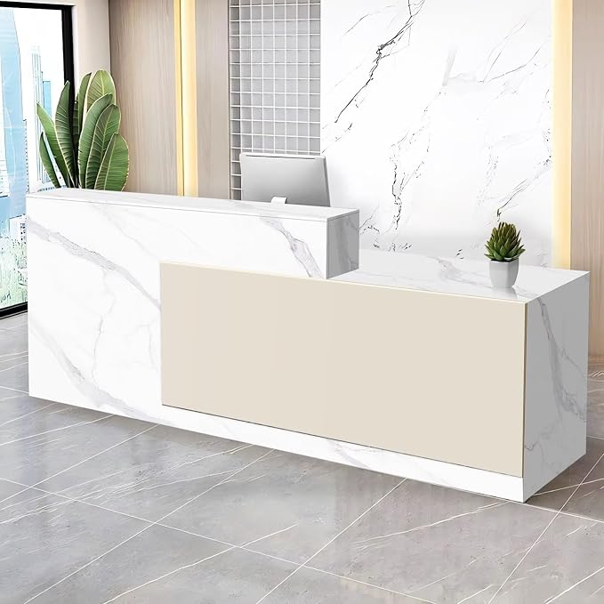 Reception Desk with Counter Modern Checkout Counter with Lockable Drawer