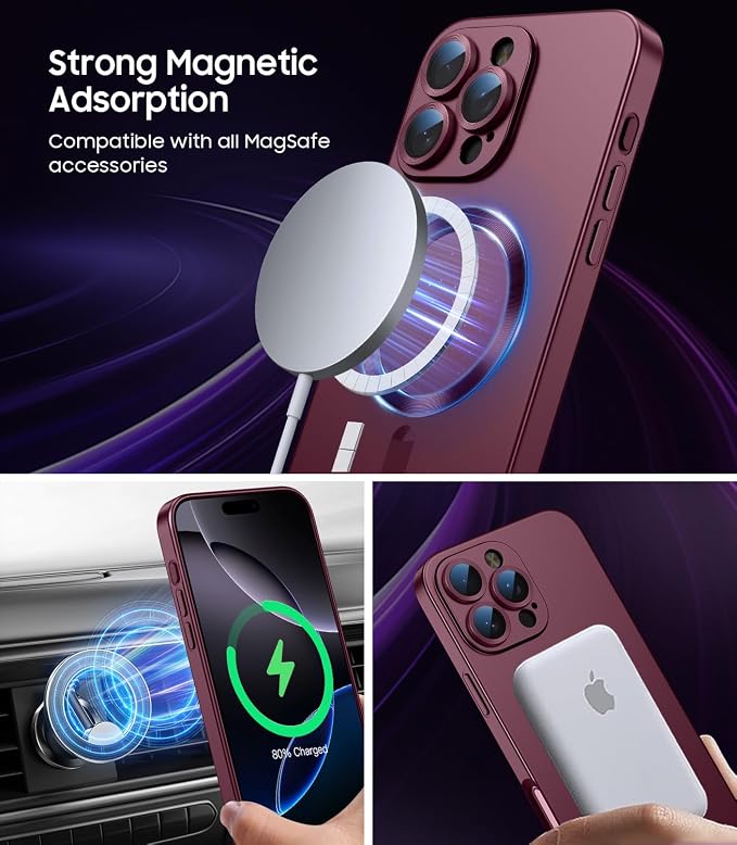 Magnetic for iPhone 16 Pro Case Slim Soft Silicone Bumper Shockproof Metallic