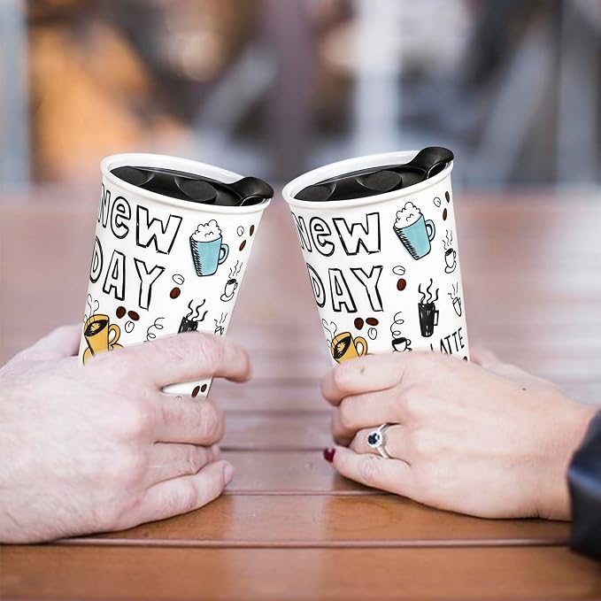 Ceramic Travel Coffee Mug, 12 oz, Travel Mug