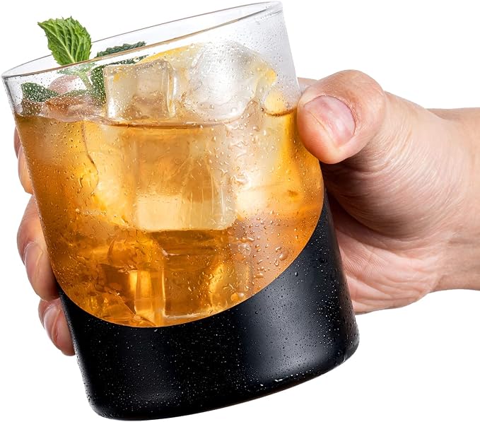 MyGift 12 oz Set of 4 Matte Black Drinking Glasses