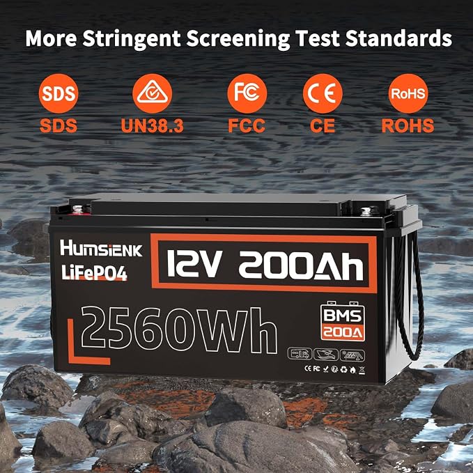 4PACK 12V 200Ah LiFePO4 Battery, Built-in 200A BMS, Rechargeable Deep Cycles
