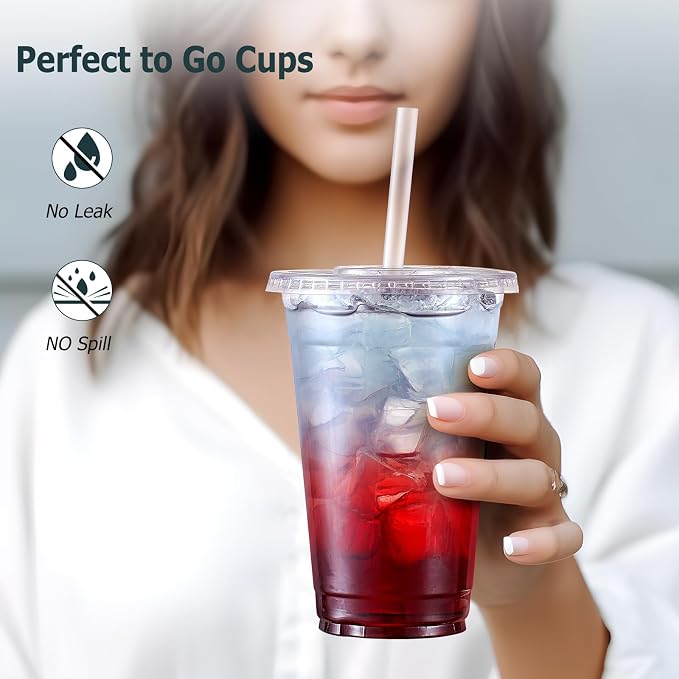 AOZITA [100 Sets 12 oz Clear Plastic Cups