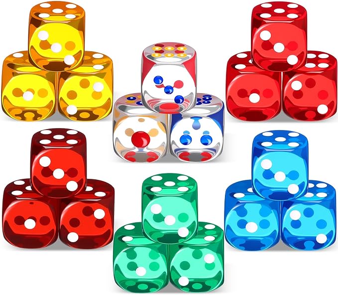 18 Pcs Casino Theme Party Dice Large Opaque Jumbo Acrylic D6 Dice