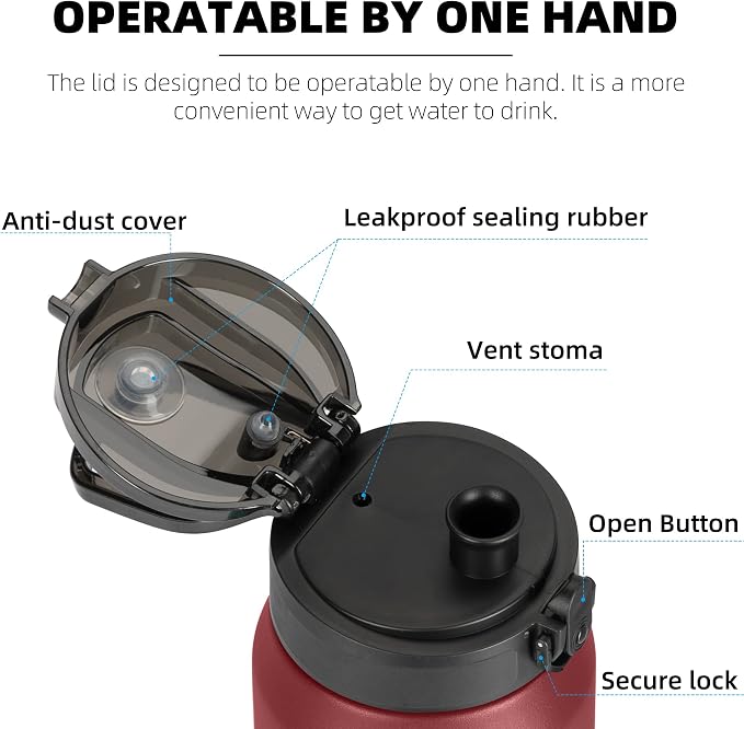 Fanhaw 24 oz Insulated Stainless Steel Water Bottle