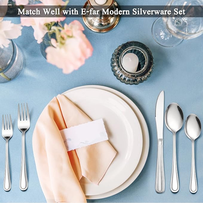 Dinner Forks Set of 12, E-far 7.9 Inch Stainless Steel Forks