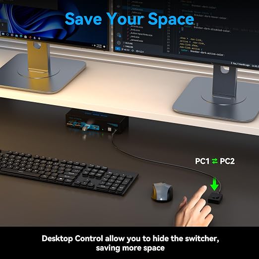 4K@144Hz Displayport KVM Switch 2 Monitors 2 Computers USB3.0 KVM Switch Dual