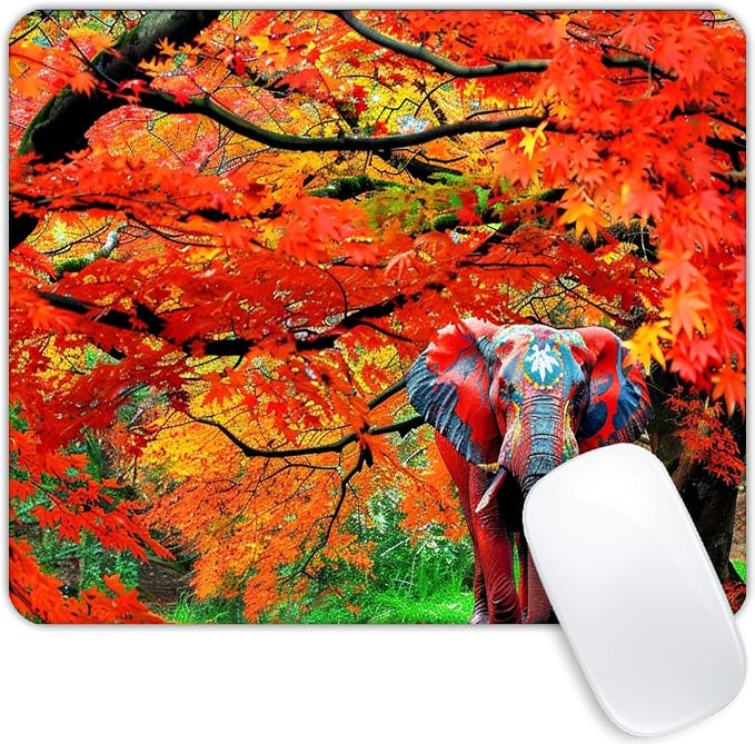 Square Mouse Pad Natural Trees and Elephants-1, Gaming Mouse Pads
