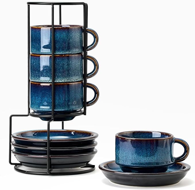 JIEMEI HOME Porcelain Stackable Cappuccino Cups
