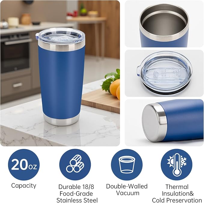 IEOVIEE 32 Pack 20oz Stainless Steel Insulated Bulk Tumblers