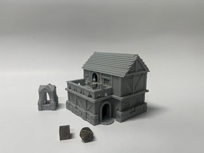 Paintable Tabletop Miniature Little Town Building Terrains Compatible - 18mm