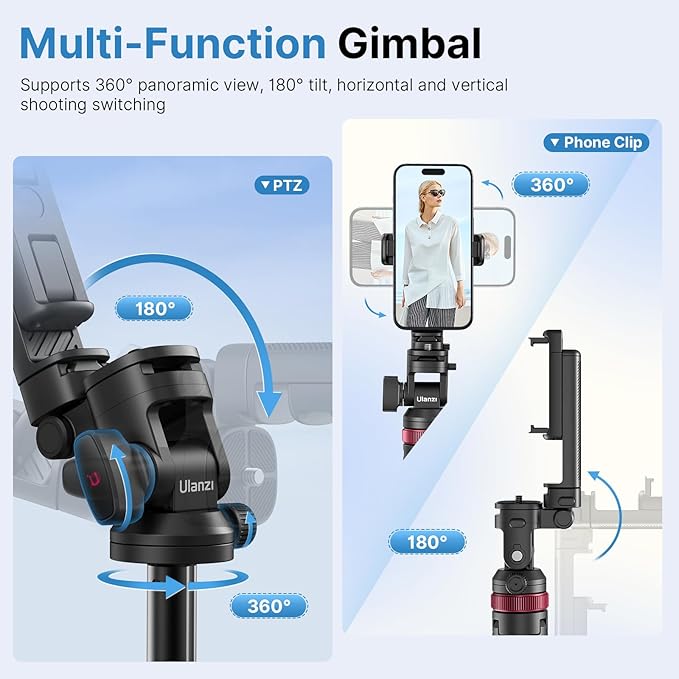 ULANZI MT-78 Extendable Phone Tripod, Metal 72.83" Selfie Stick Camera Tripod