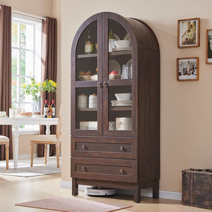 71" Tall Arched Kitchen Pantry Cabinet