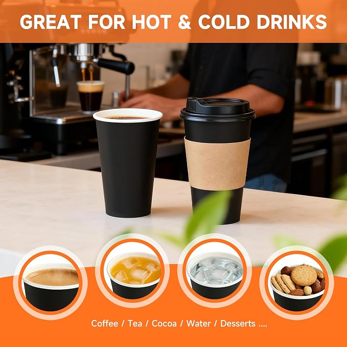 METAPRINT 50 Pack 16 oz Disposable Coffee Cups