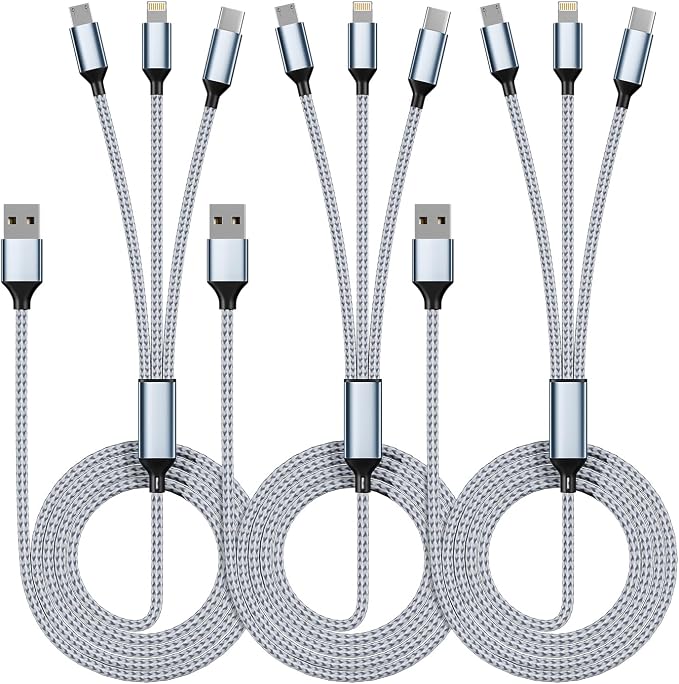 IDISON Multi Charging Cable, 3 in 1 Charging Cable Nylon Braided Multiple USB