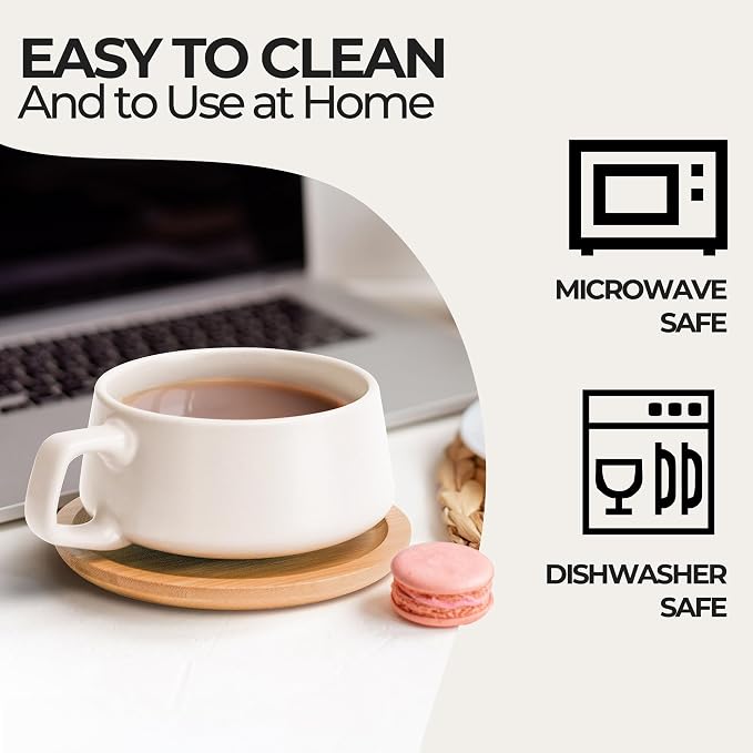 MIAMIO - Cappuccino Cup Set of 4, Wide - Luxe | Ceramic cappuccino cups and
