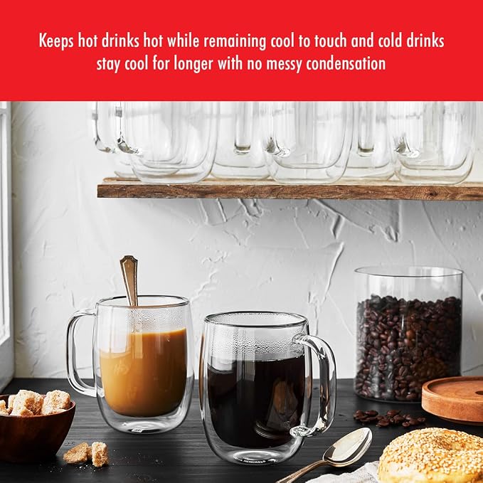 Zwilling Sorrento Plus 2-Pc Double Wall Insulated Glass Coffee Mug Set |