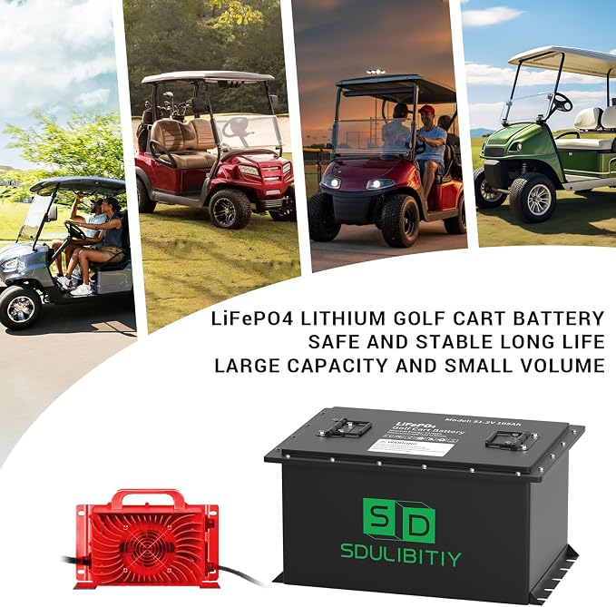 48V 105Ah LiFePO4 Lithium Golf Cart Battery, Built-in Smart 200A BMS,