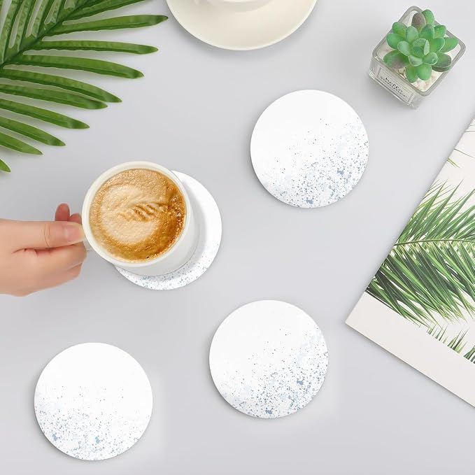 Drink Stone Coasters Set of 2 -Round Marble Style Desk Coasters
