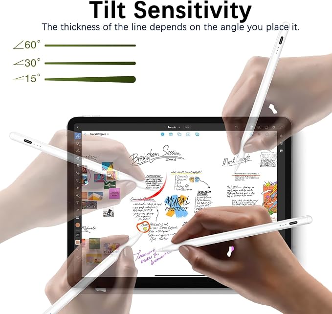 Stylus Pen for iPad, Tilt Sensitivity Palm Rejection Fast Charge Stylus Pencil