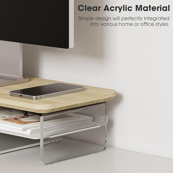 Fenge Acrylic Monitor Stand Riser, 23.6 Inches Monitor Stand