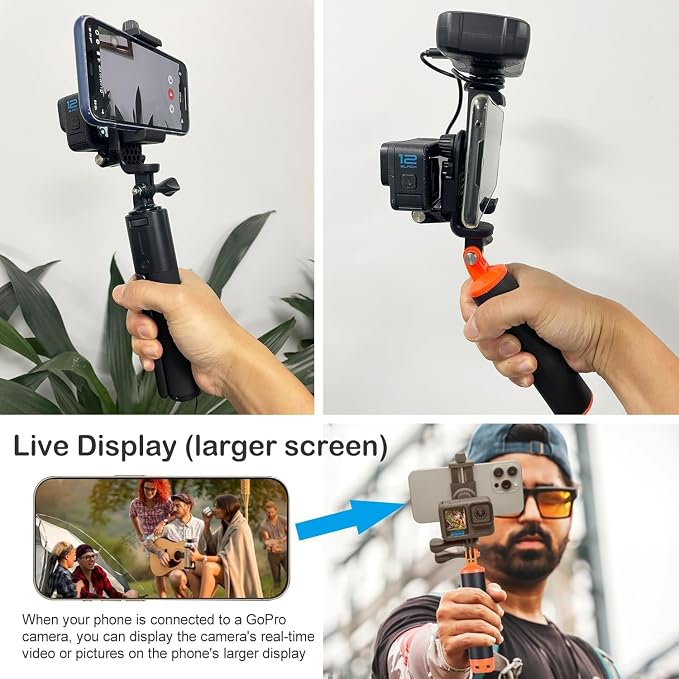 Suptig Phone Holder for Tripod, Action Camera Tripod Mount Adapter Compatible
