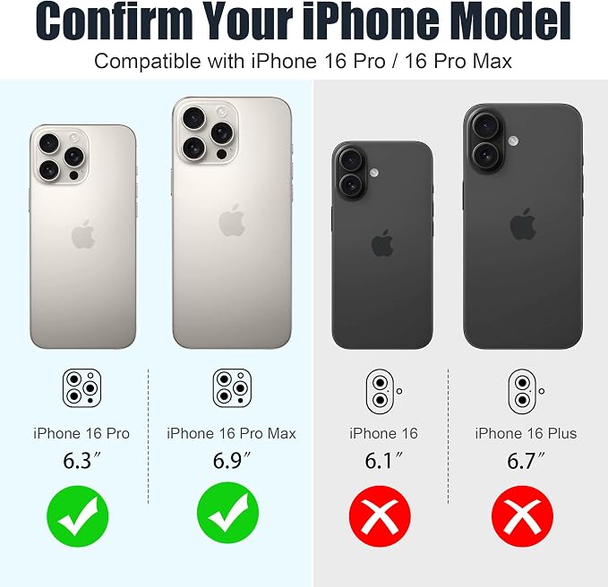 AGVEE 3+3 6 Pack for iPhone 16 Pro 6.3" / 16 Pro Max 6.9" Camera Lens Cover