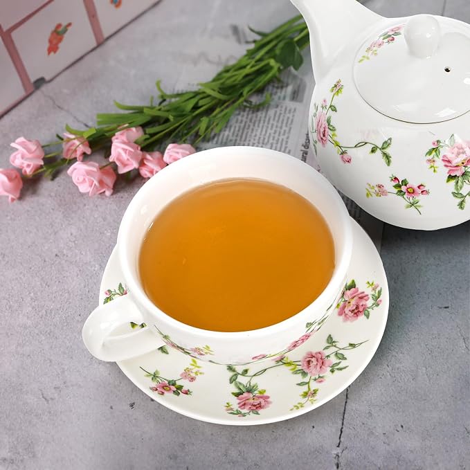Coloch Tea for One Set, Porcelain Teapot Cup and Saucer Set