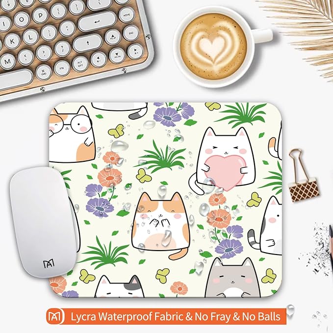 Square Mouse Pad Cute Cat, Personalized Premium-Textured Custom Mouse Mat Design