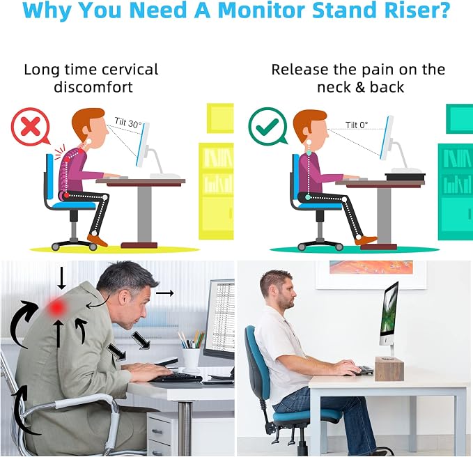 Marbrasse 16.5 Inch Monitor Stand, 2 Tier Computer Monitor Riser