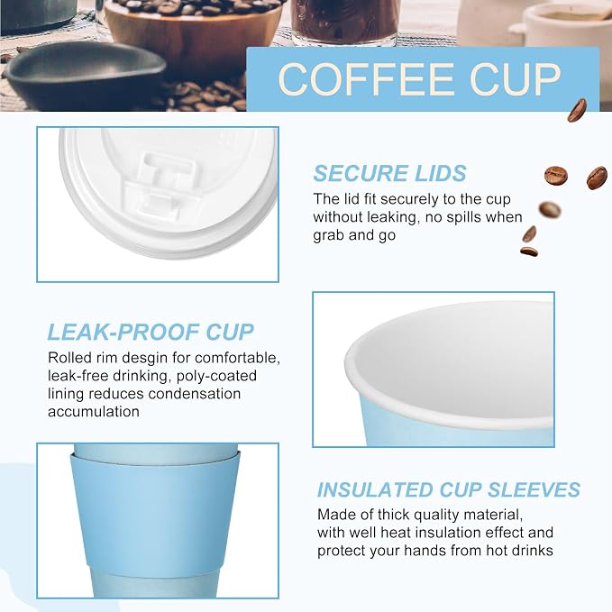 Patelai 48 Pcs 12 oz Disposable Coffee Cups