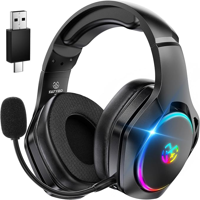 Wireless Gaming Headsets for Ps5 Ps4 PC, 2.4GHz USB & Type-C Gaming Headphones