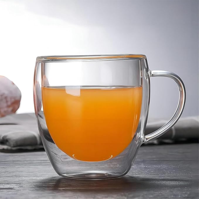 Espresso Cups Set Of 2, Double Walled Glass Coffee Mugs