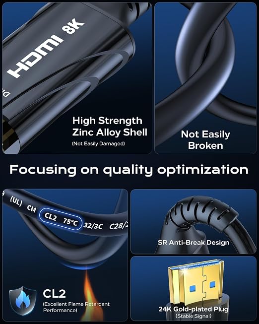 Fiber Optic HDMI Cable 65FT/20M Long
