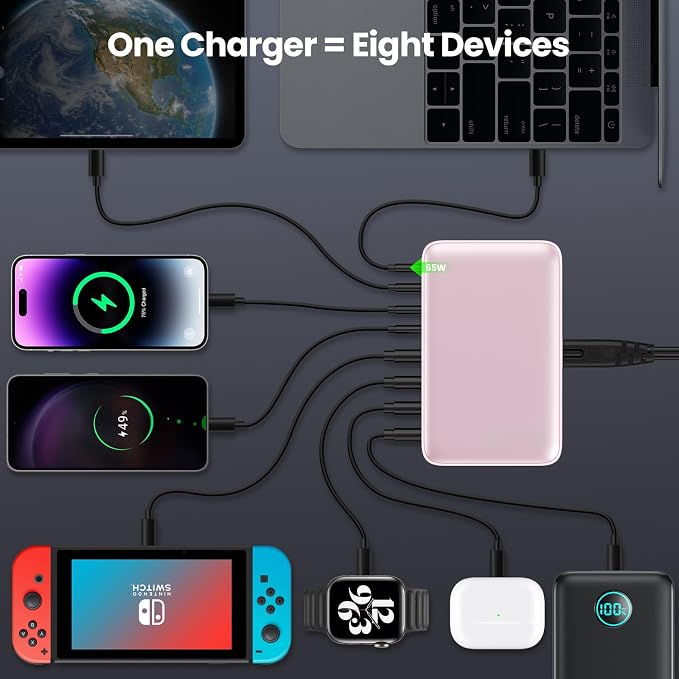 USB C Charger 200W USB C Charger Block, Upgraded GaN III 8-Port Fast Charging