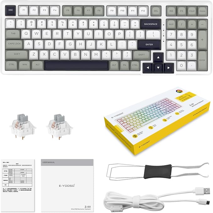 HUO JI Z-99 Wired Mechanical Keyboard, Creamy Sound, Hot Swappable Pre-lubed