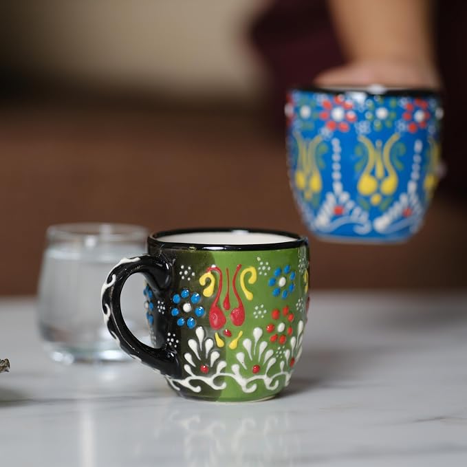 Espresso Cups Set of 2 | 4 oz Small Espresso Cups | Turkish Tea Cups |